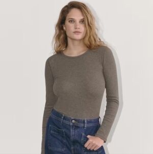 Everlane Luxe Rib Long Sleeve Crew - M